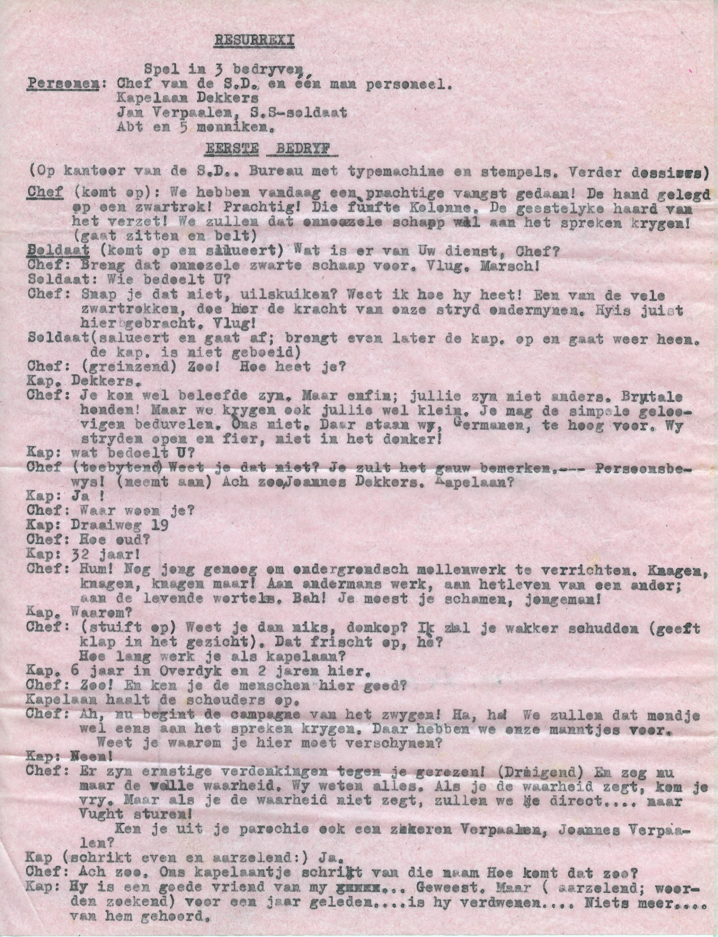 Resurrexi, toneelstuk in 3 bedrijven