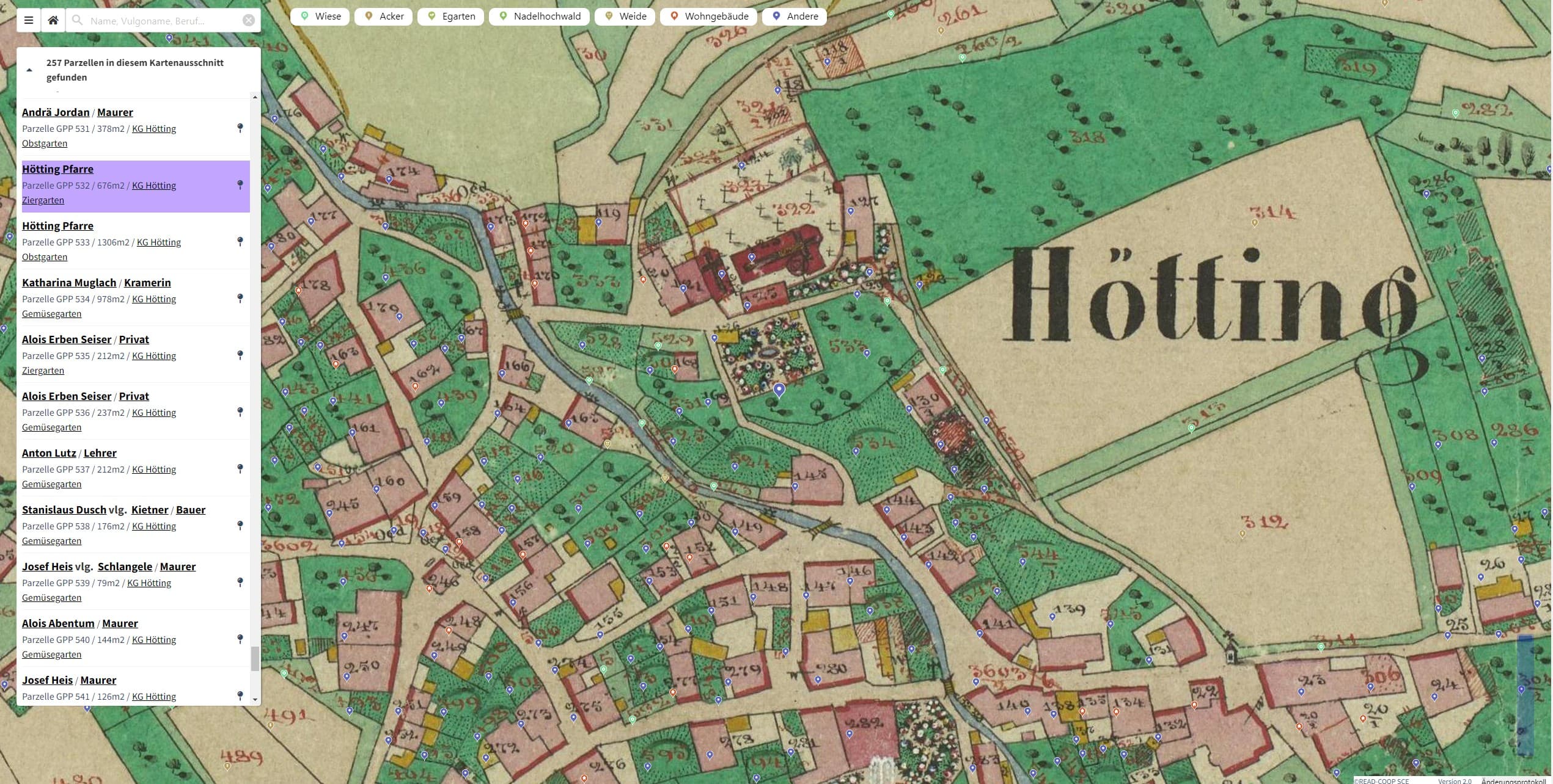 FRANZI - Suche in den Urmappen des Franziszeischen Kataster