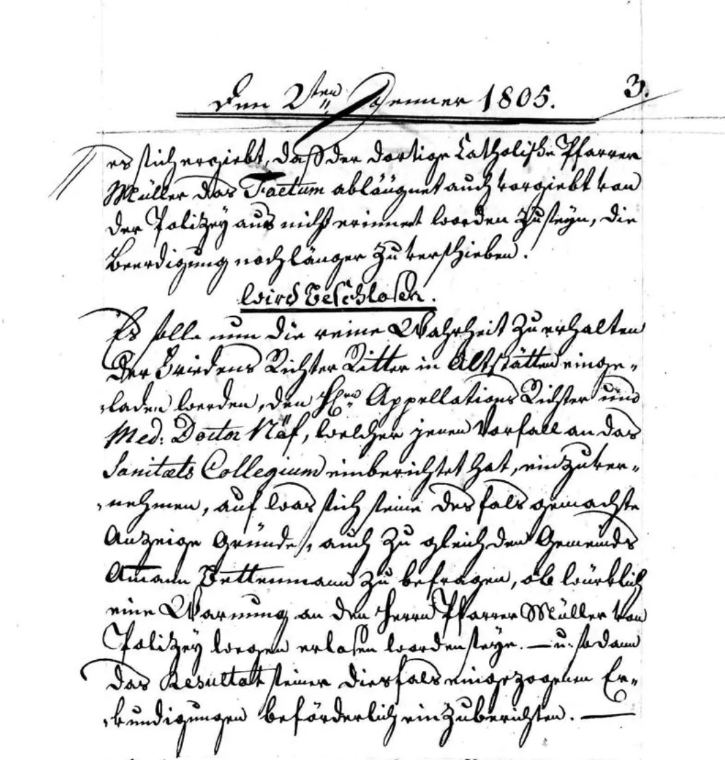 Historical protocol document transcribed with Transkribus