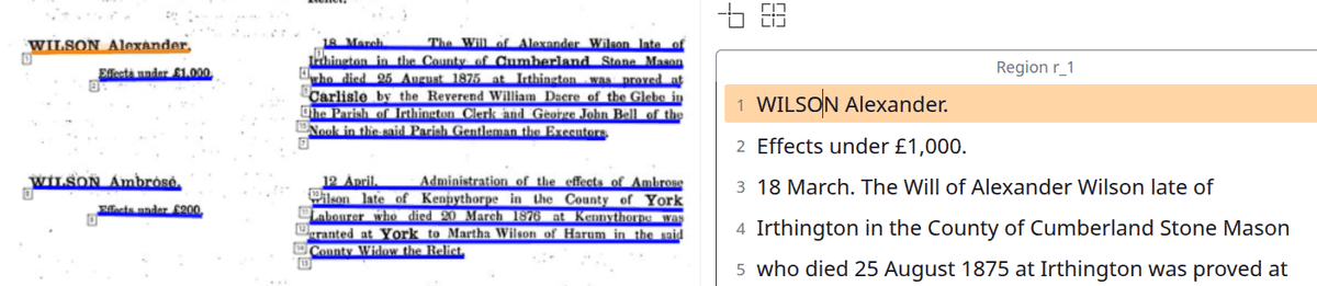 Every text line on the page has a baseline drawn on the image