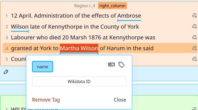 Every personal name tagged with a single entity called name