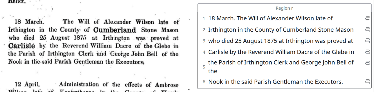 Transcript with one line per printed line